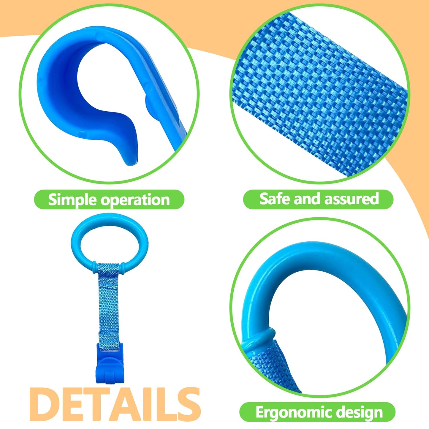 Codree 4 Pcs Baby Playpen Pull Up Rings- Baby Crib Pull Up Rings- Baby Walking Exercises Assistant Rings- Baby Bed Stand Up Ring