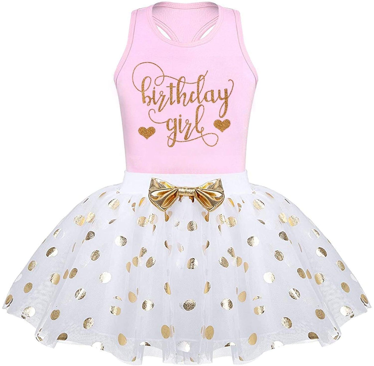 CM C&M WODRO Toddler Kids Baby Girls Birthday Princess Outfits Vest Sleeveless Tank Top Dot Mesh Tutu Skirt Set (A-Pink, 5-6 Yea
