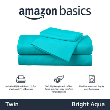 Amazon Basics Kid'S Soft Easy-Wash Lightweight Microfiber 3-Piece Sheet Set, Toddler, Multi Color, Starry Stars