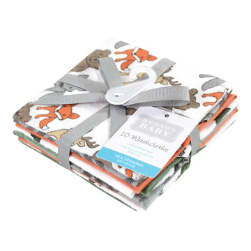 Hudson Baby Unisex Baby Flannel Cotton Washcloths 10-Pack, Wild Forest, One Size