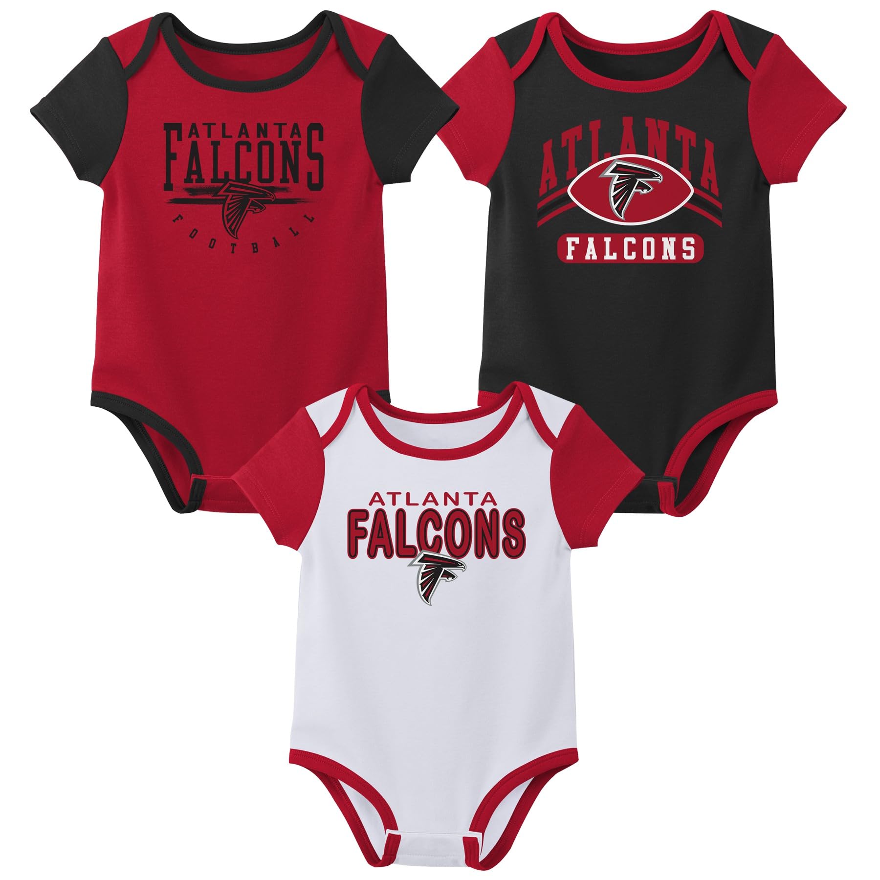 Outerstuff Nfl Newborn Baby And Infant Short Sleeve Bodysuit Variety 3-Pack - Atlanta Falcons, 18M