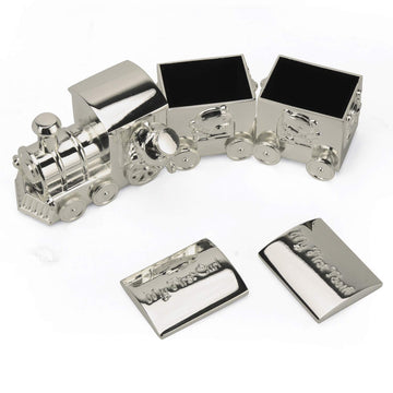 K Cool Shiny Silver Baby Tooth Box Metal Kids Keepsake Origanizer Train Tooth Holder Children Tooth And Curl Fairy Container Chr