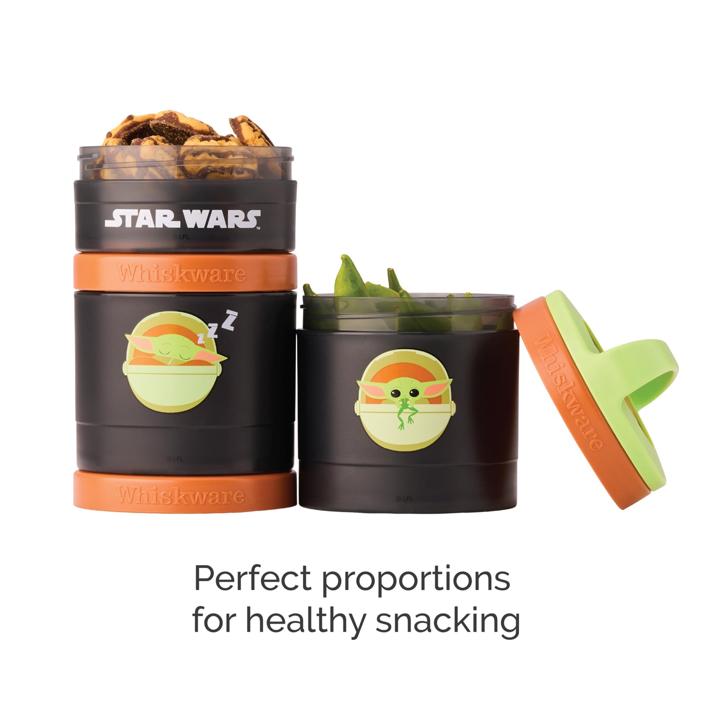 Whiskware Star Wars Stackable Snack Containers For Kids And Toddlers, 3 Stackable Snack Cups For School And Travel, The Child Na
