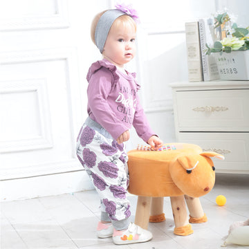 Renotemy Infant Clothes Baby Girl Stuff Long Sleeve Romper Pants Set 0-3 Months Purple