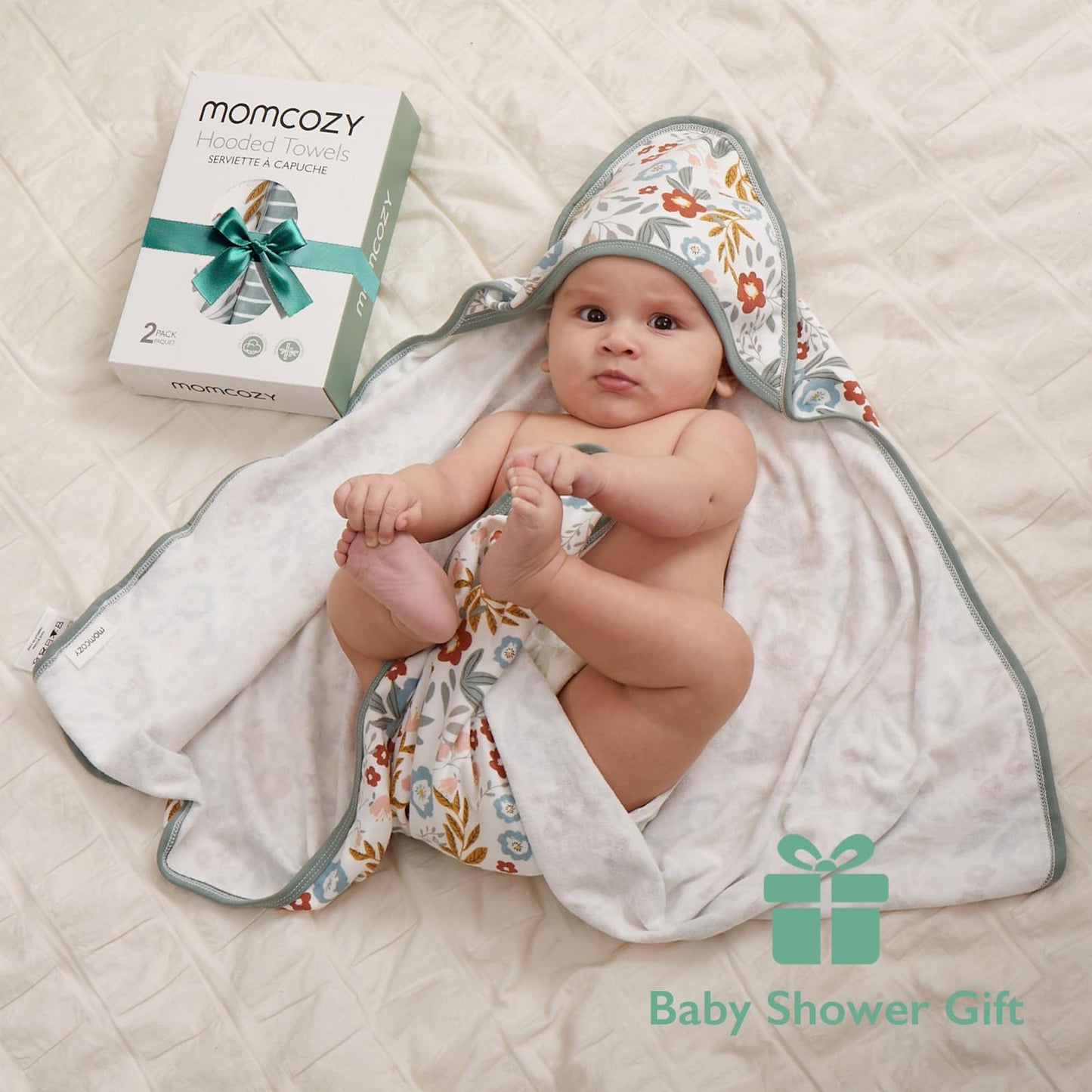 Momcozy Baby Towel With Hooded-2 Pack Soft Bath Towel Set-Shower Gifts Or Bath Essential For Infant, Newborn, Toddler (35 X 35 I