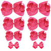 Oaoleer 8Pcs Hair Bows For Girls Hot Pink Grosgrain Ribbon Boutique Bow Alligator Clips Hair Accessories For Toddlers Little Gir