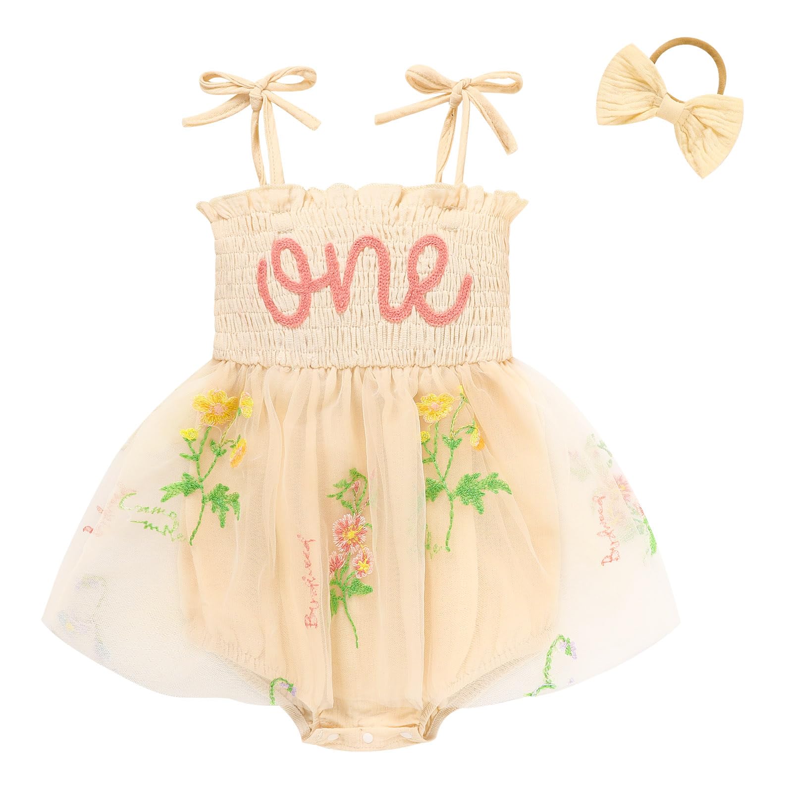 Titkkop Baby Girl 1St Birthday Clothes One Year Old Tulle Romper Sleev — free download