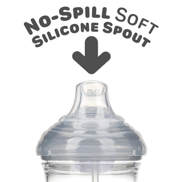 Nuby Tritan No-Spill Trainer Cup With Silicone Spout & 360 Weighted Straw With Hygienic Cover