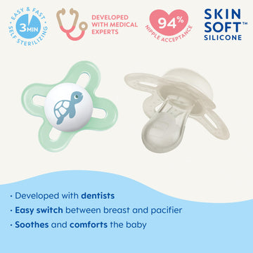 Mam Original Start Matte Newborn Baby Pacifier, Best Pacifier For Breastfed Babies, Boy, 0-3 Months (Pack Of 4)