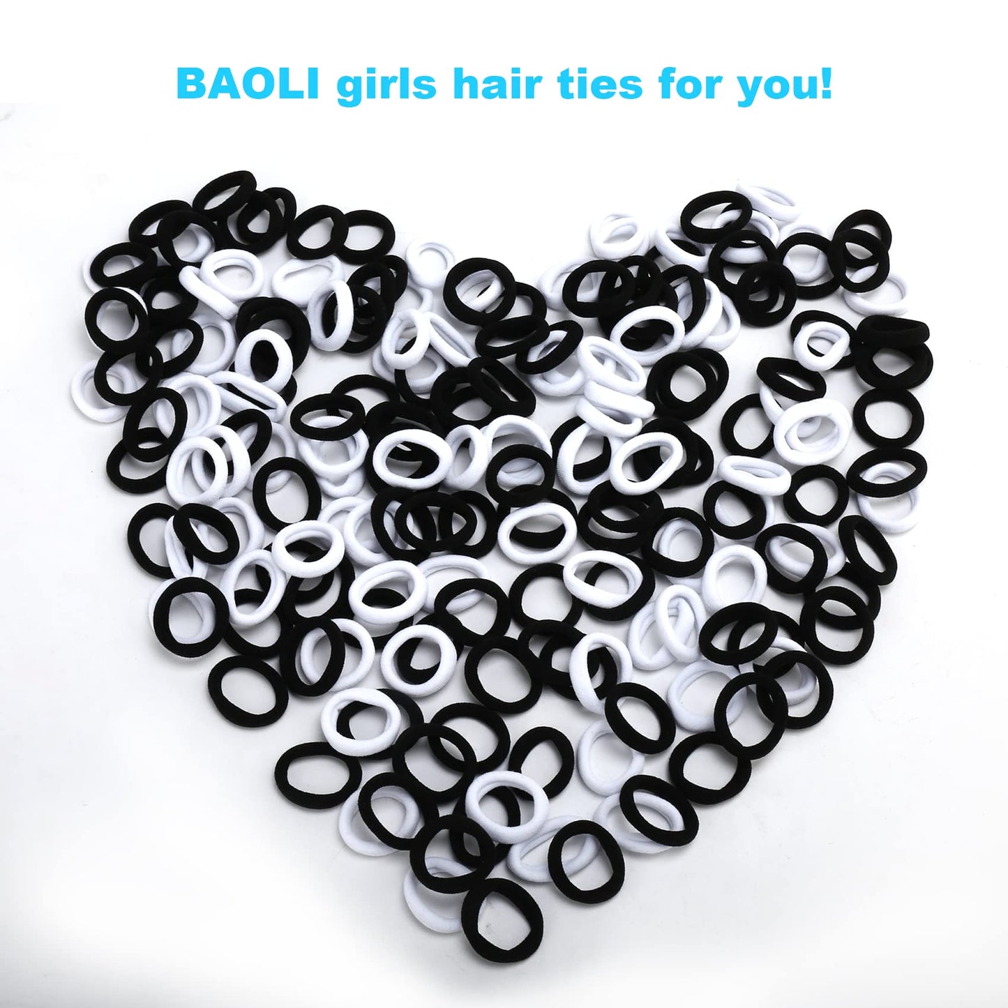 Baoli 200Pcs Cotton Toddler Hair Ties For Girls And Kids, Seamless Baby Hair Bands And Ties, Small Elastics Ponytail Holders,1 I