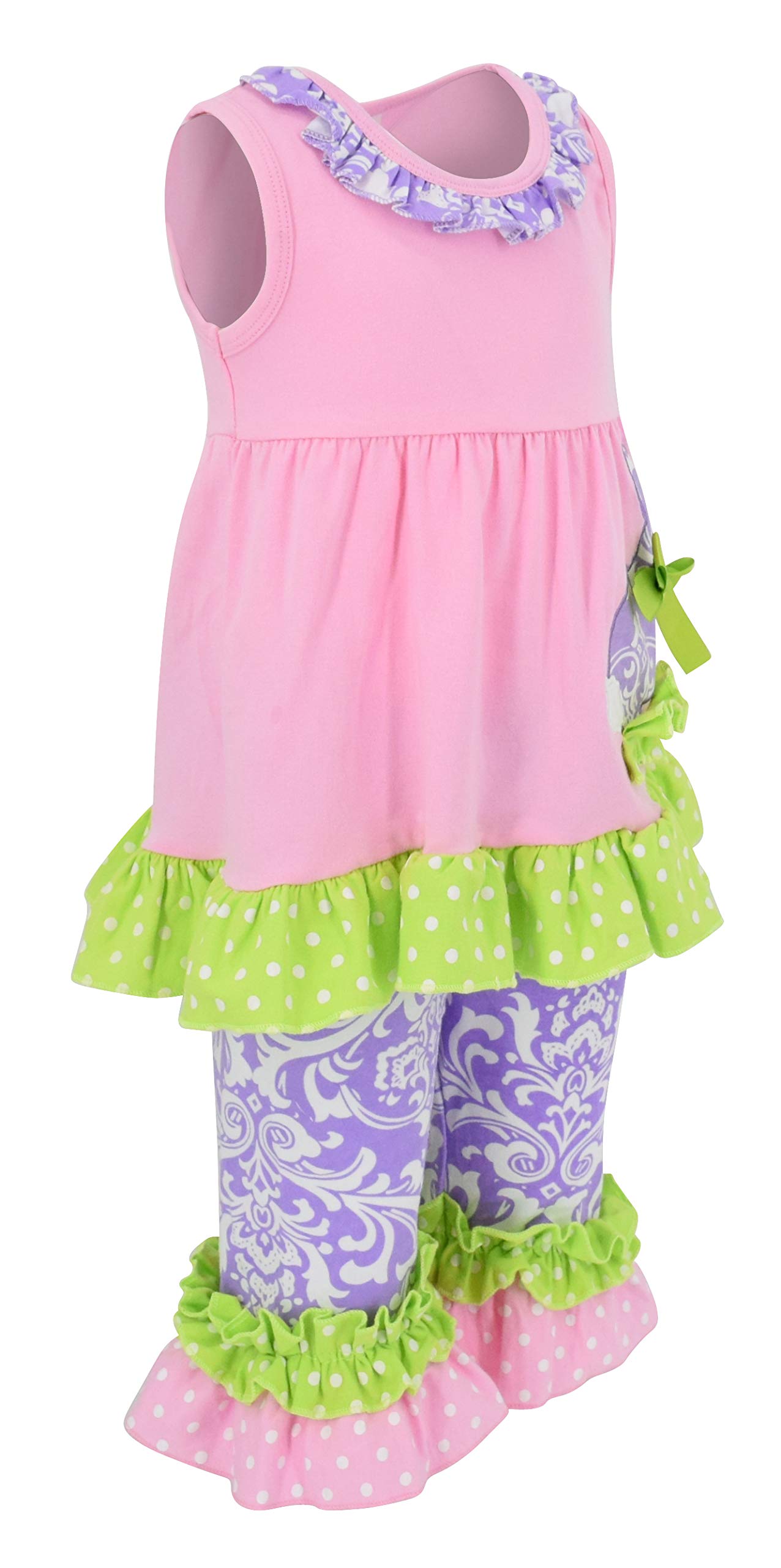 Unique Baby Girls Damask Easter Outfit Toddler Girl, Toddler Easter Outfit Girl, Toddler Girl Easter Outfit (4T/M, Pink)