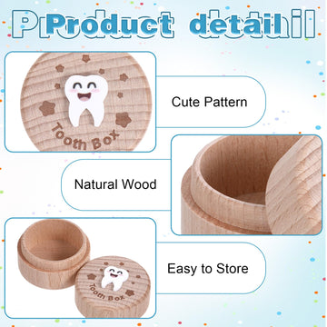 Yqqyg Tooth Fairy Box, 3D Carved Cute Tooth Keepsake Box, Wooden Tooth Holder For Boys Girls Lost Teeth Storage