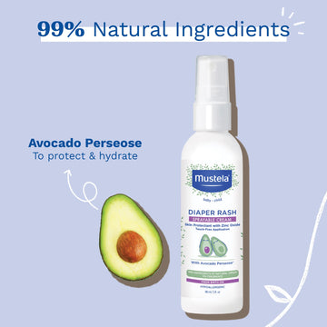 Mustela Baby Diaper Rash Cream Spray - Touch-Free Protectant With Zinc Oxide & Natural Avocado - Treats, Soothes And Prevents Di