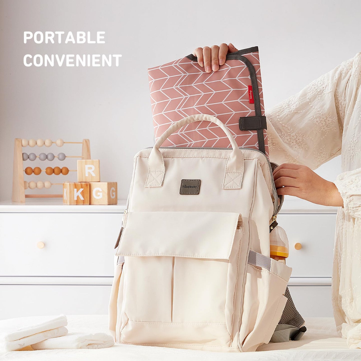 Babebay Waterproof Portable Diaper Changing Pad, Foldable Travel Changing Mat For Baby Girl Boy, Lightweight Travel Changing Sta