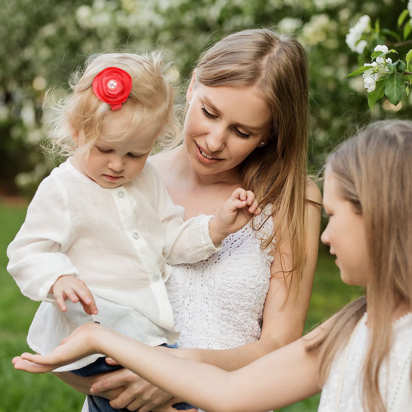 Cinaci 24 Pack Colorful Chiffon Rose Daisy Flower Hair Bows Fully Lined Alligator Hair Clips Handmade Soft Floral Small Hair Bar