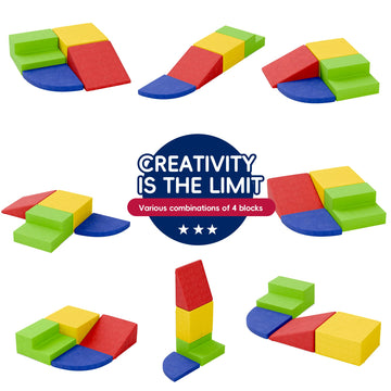 Tolead Large Baby Climbing Blocks - 6 Pcs Climbing Toys For Toddlers - Ultra High Density Soft Foam Play Gym Equipment Easy Wash