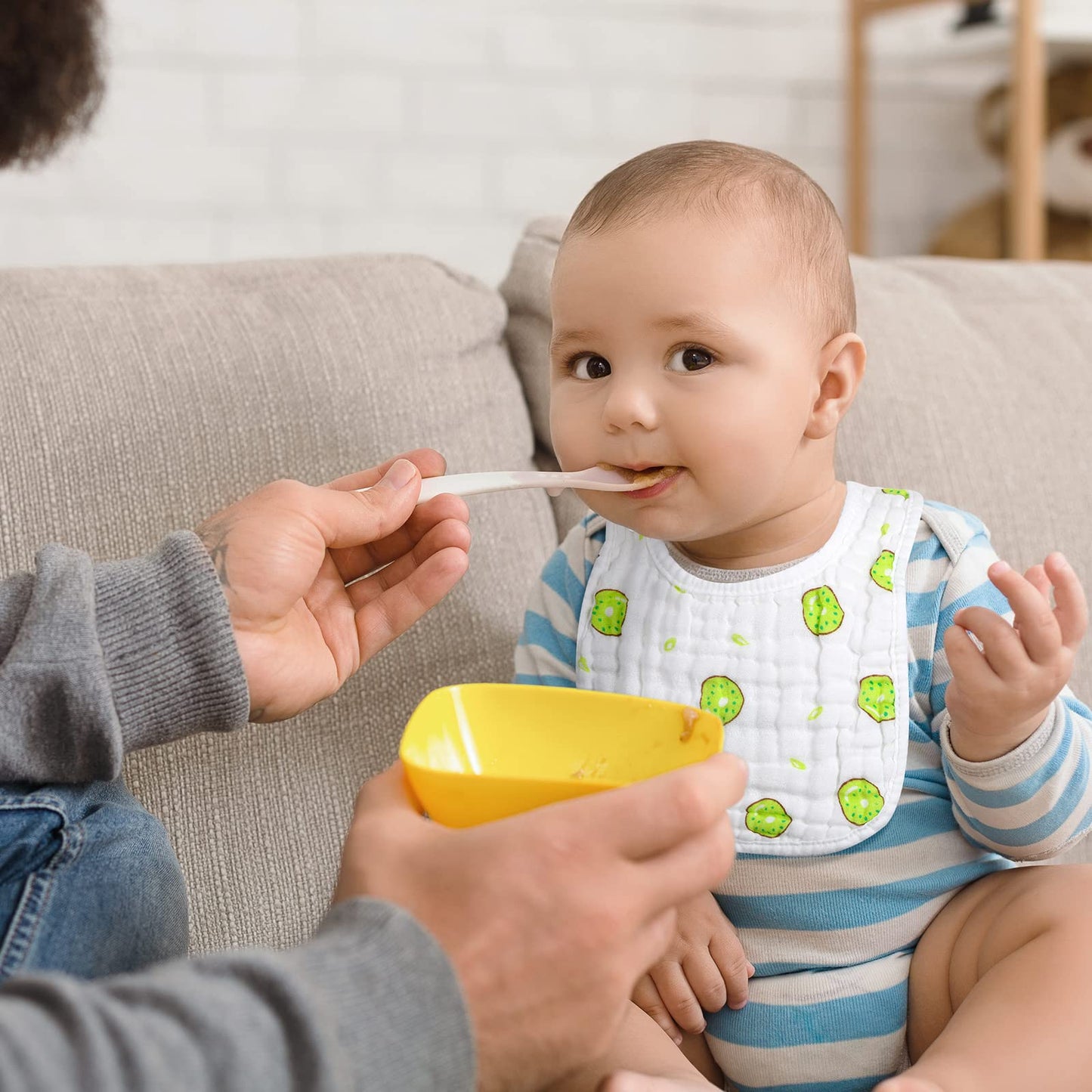 Hicarer 36 Pack Muslin Baby Bibs Bulk Adjustable Newborn Toddler Drool Snap Bibs 8 Layers Cotton Baby Boy Girl (U Shape)