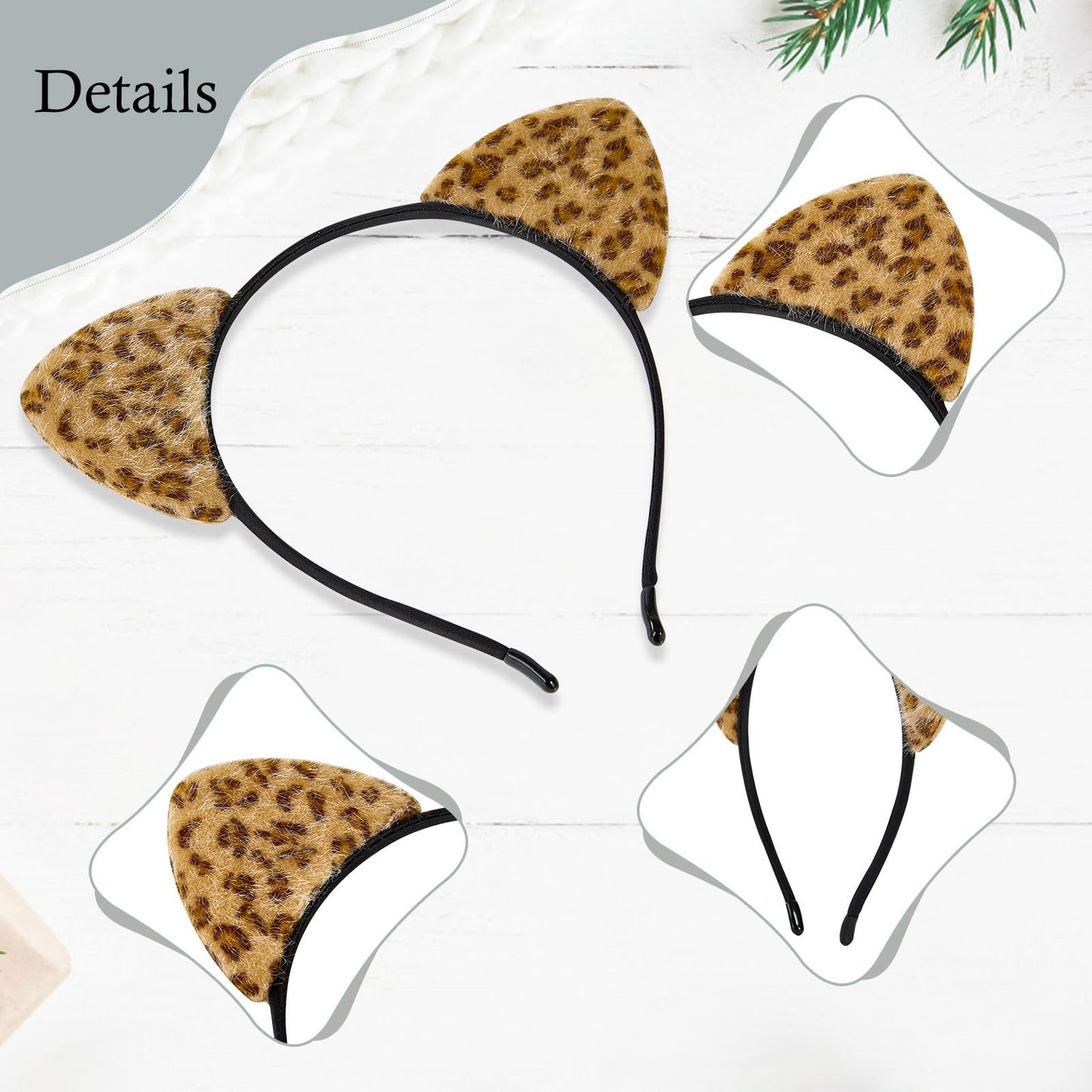 Fanyity Leopard Ears Headband, Cheetah Ears, Animal Ears For Girls & Women Halloween Costume Cosplay Or Party Decoration (Leopar