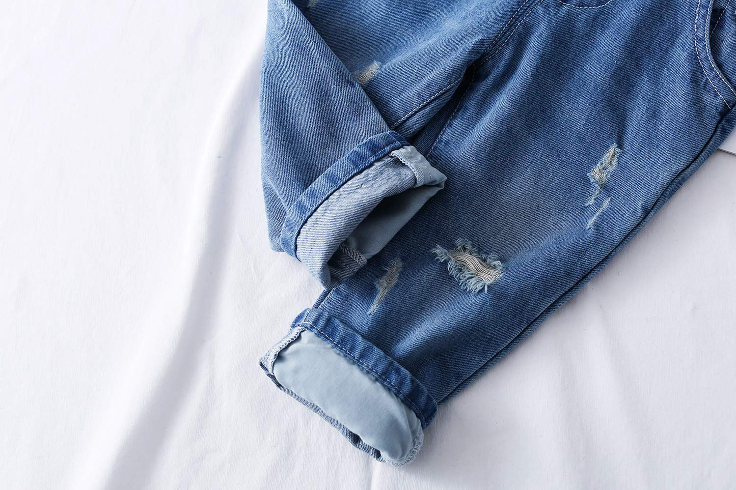 Kidscool Space Baby Boy Girl Jean Overalls,Toddler Ripped Denim Cute Workwear,Light Blue,6-12 Months