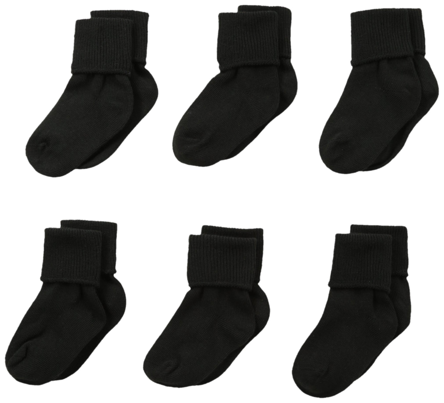 Jefferies Socks Baby Girls 6 Pair Pack Seamless Turn Cuff Infant And Toddler Socks, Black, 3-12 Months Us