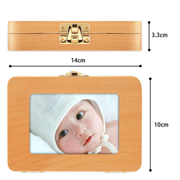 Esweny Baby Tooth Box,Solid Wood Teeth Boxes,Teeth Storage Box,Baby Save Boxes,Kids Keepsake Organizer For Baby Teeth And Hair,B