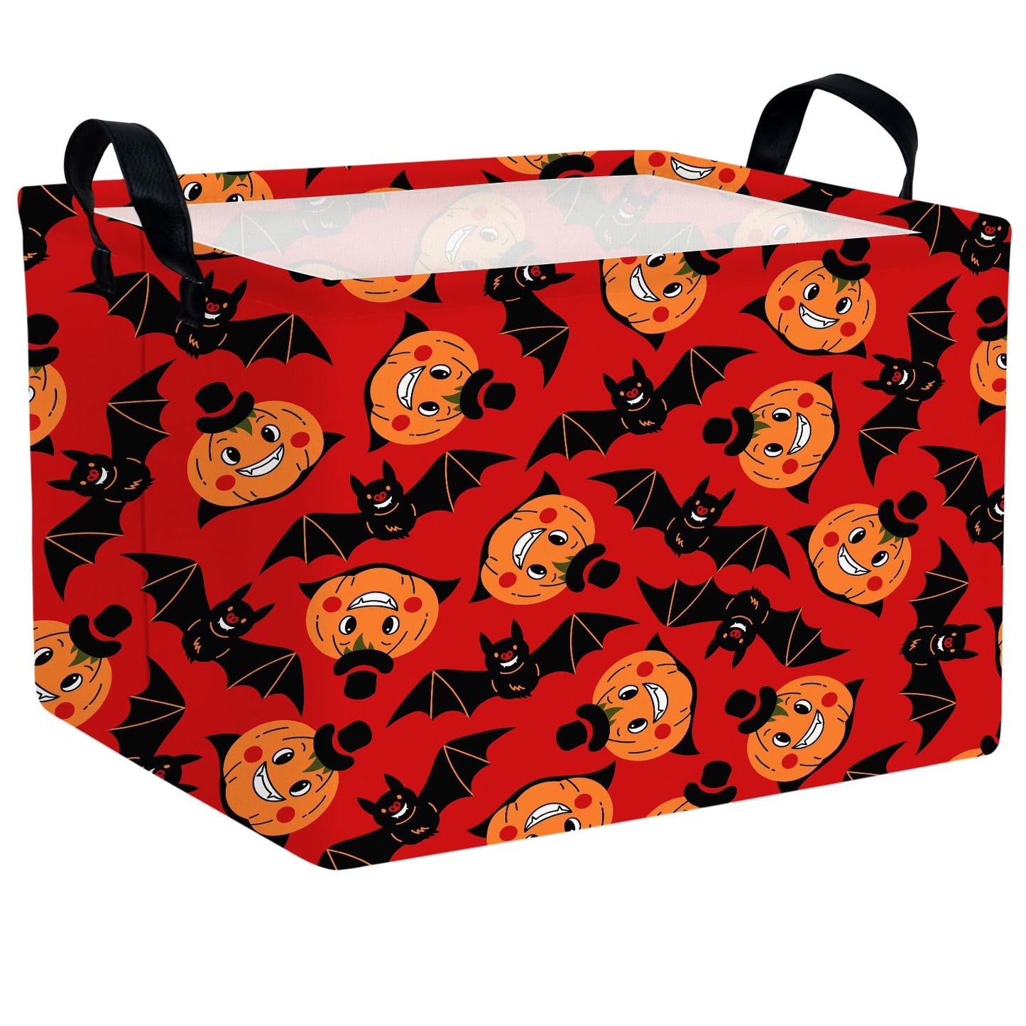 BOAMAU Large Halloween Themed Candy Gift Basket for KidsTrick or Treat Storage Bin Girls Boys Room D cor (Red Cute Pumpkin Bat)