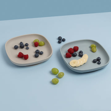 2 Pack Silicone Feeding Suction Plates For Babies And Toddlers, Bpa Free, Dishwasher, Microwave And Freezer Safe