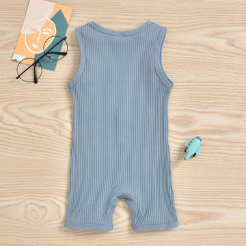 Iddolaka Newborn Summer Baby Boy Girl Sleveless Romper Bodysuit Jumpsuit Playsuit One Piece Outfit Clothes (A-Light Blue, 6-12 M