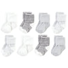 Hudson Baby Unisex Baby Cotton Rich Newborn And Terry Socks, Gray Stripe 8 Pack, 12-24 Months