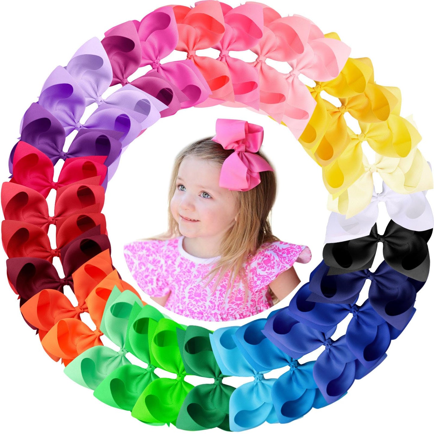 Oaoleer 30 Colors 4 Inch Hair Bows Clips Grosgrain Ribbon Bows Hair Alligator Clips Hair Barrettes Hair Accessories For Girls To