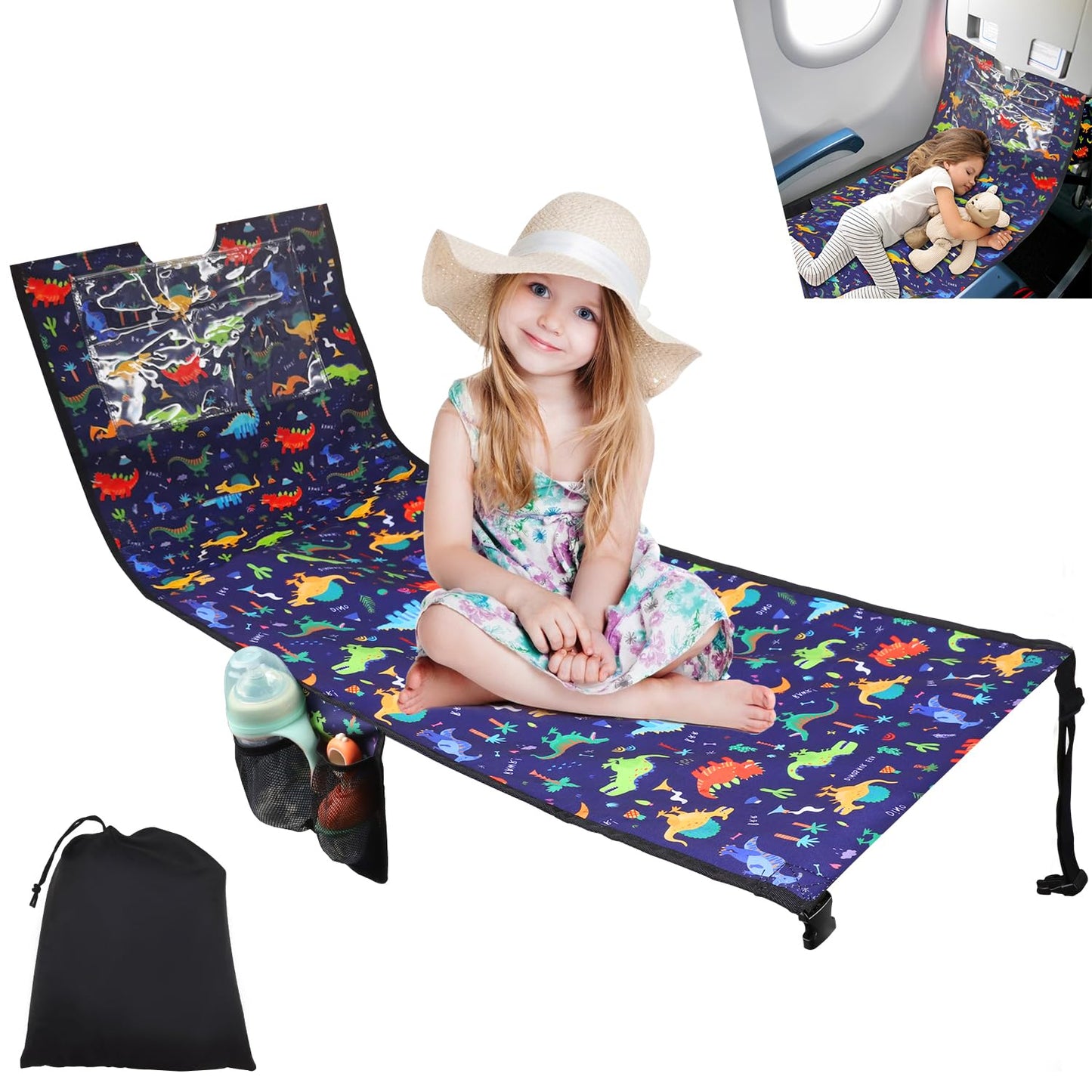 Crisinant Portable Toddler Airplane Bed,Airplane Seat Extender for Kids,Plane Must Have,Soft Airplane Bed Footrest,Plane Travel