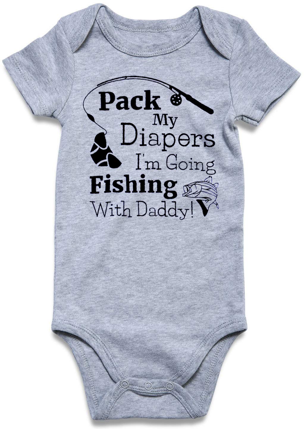 Unicomidea Baby Girls Romper Toddle Bodysuit Boys Baby Suits Softy Infant Short Sleeve Clothing Pack My Diapers I M Going Fishin