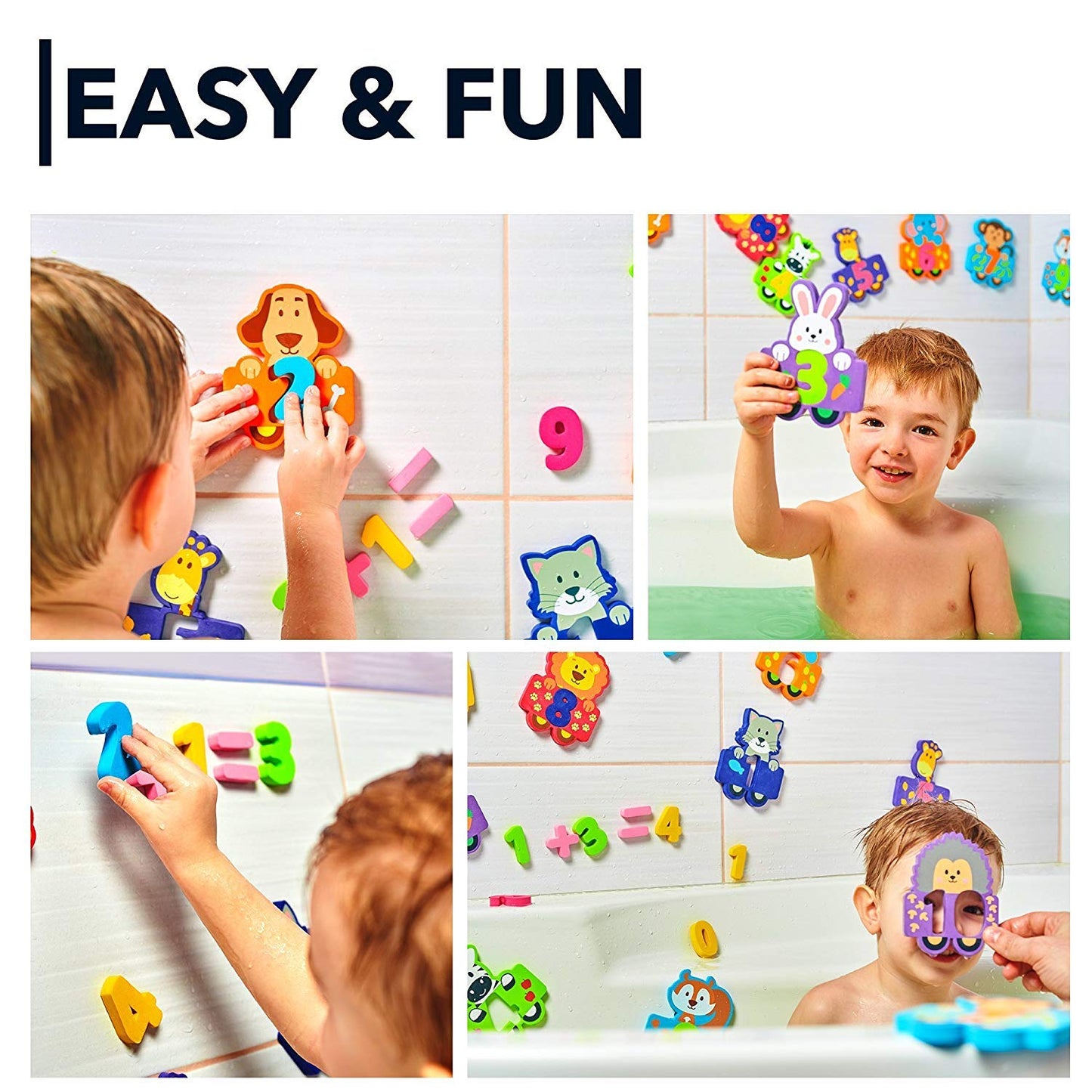 100% Non-Toxic Bathtub Numbers - Fun Bath Foam Toys - Educational Puzzles Floating Bathtub Animals for Kids Girls Boys - Set of