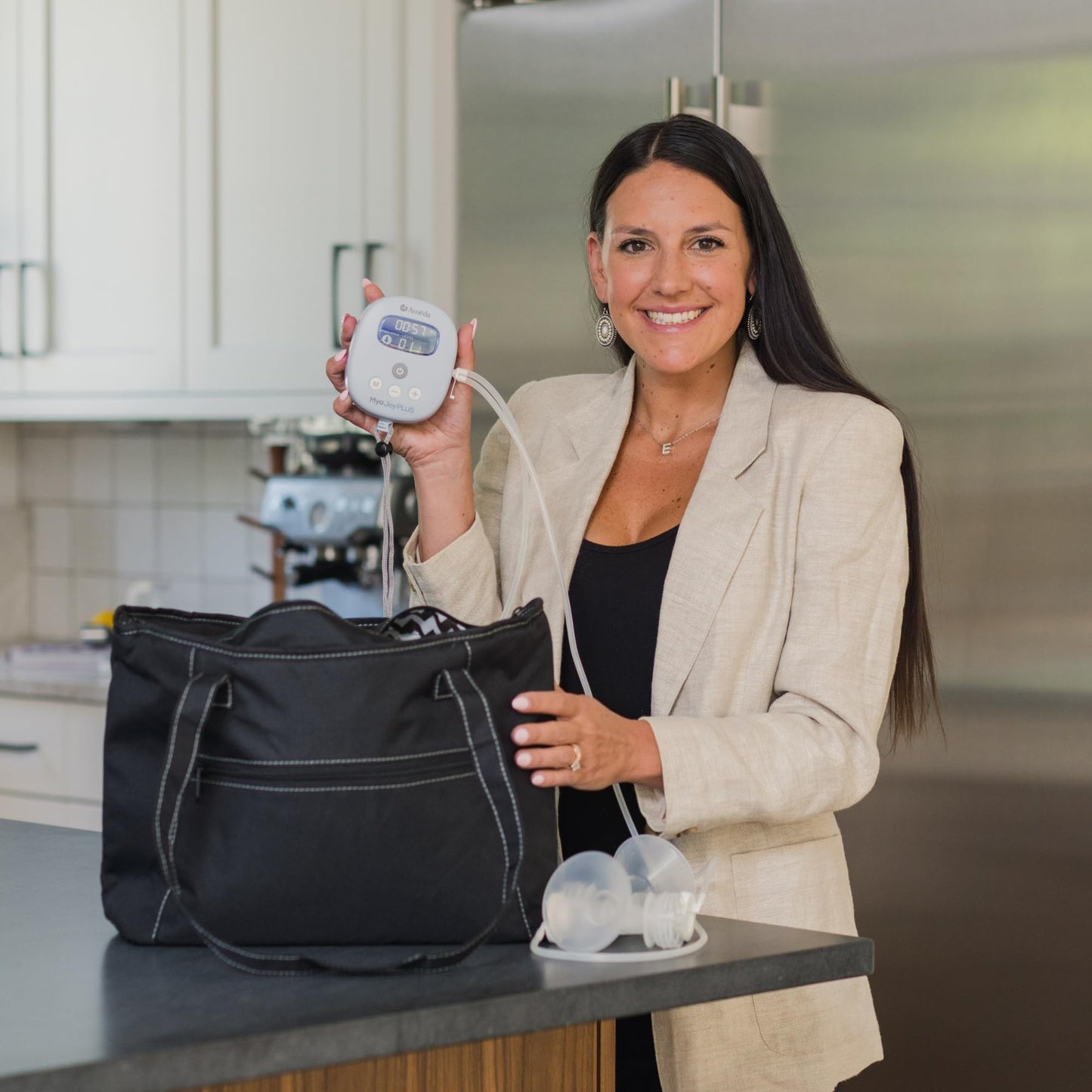 Ameda Mya Joy Plus Electric Breast Pump + Breast Pump Bag & Breast Milk Cooler Bag | Rechargeable | Portable Breast Pump Hands F