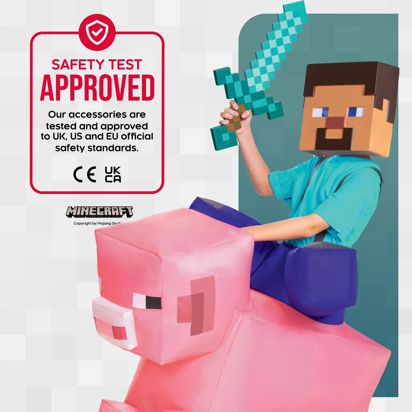 Pig Ride On Minecraft Kids Inflating Costume Jumpsuit With Fan, Up To Size (7-8)