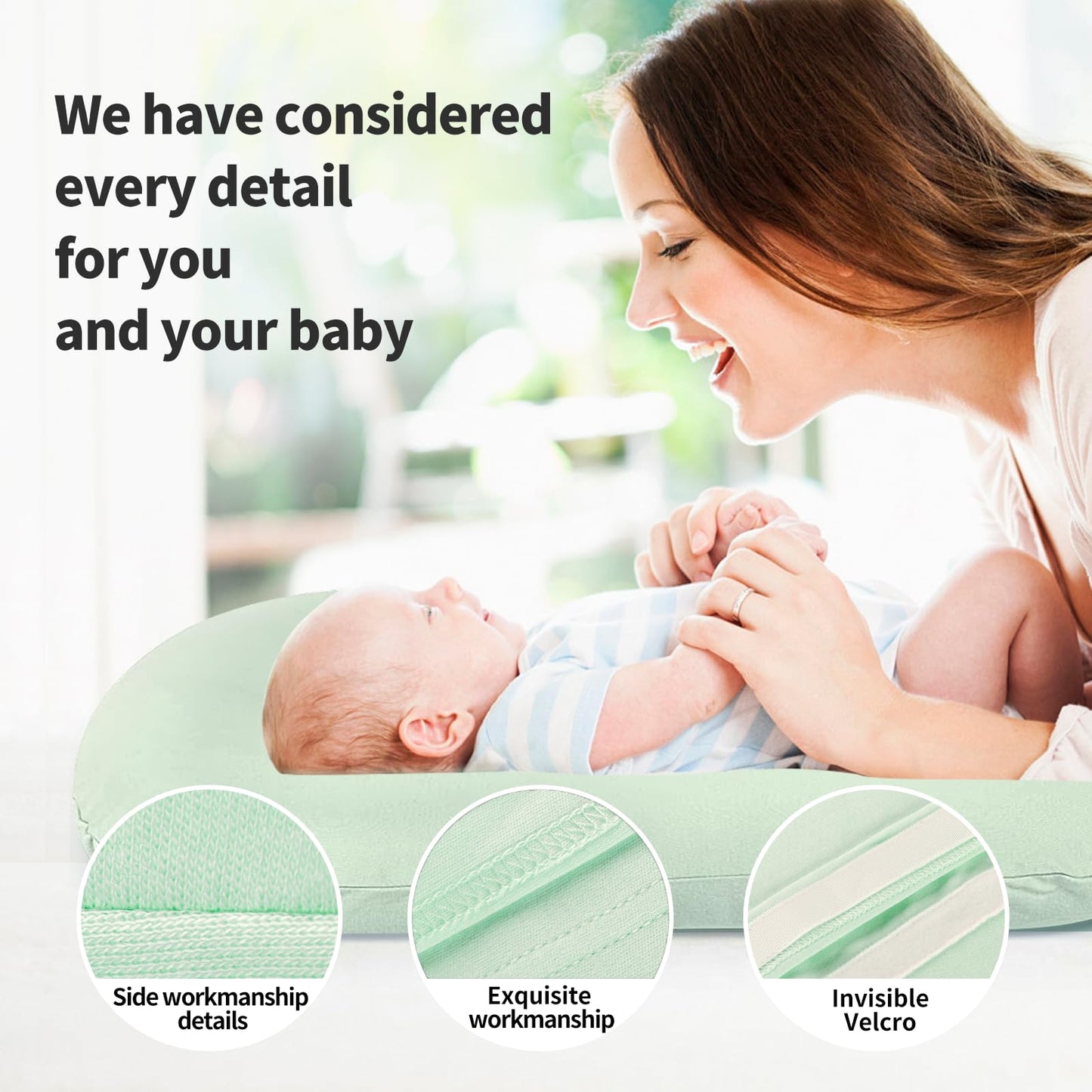 Pucmaoci Organic Waterproof Baby Lounger Covers | 100% Organic Cotton| Removable Cover With Waterproof Liner | Machine Washable