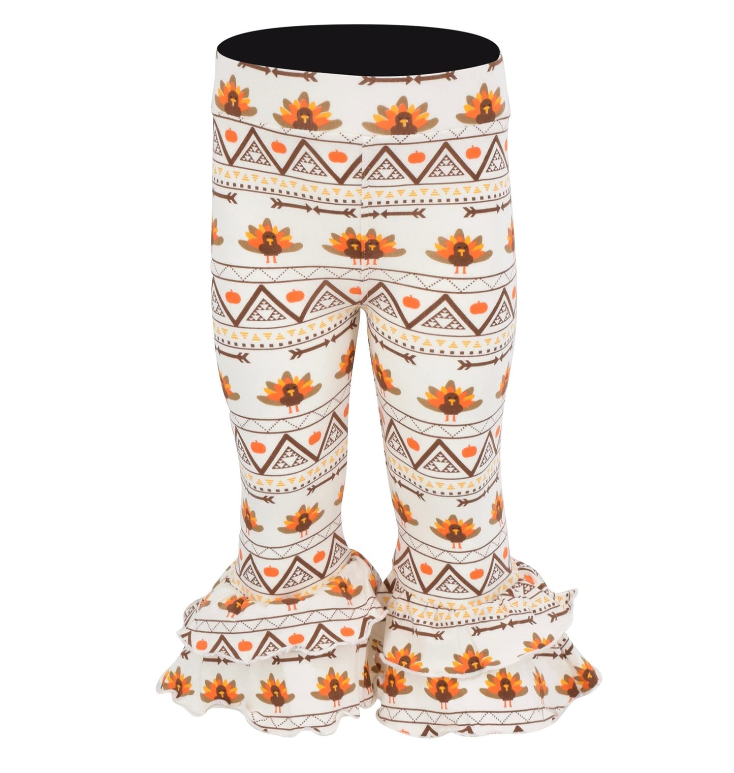 Unique Baby 2 Piece Girls Double Ruffle Leggings And Long Sleeve Shirt Clothes Set Kid And Toddler Girl Thanksgiving Outfit (3 Y