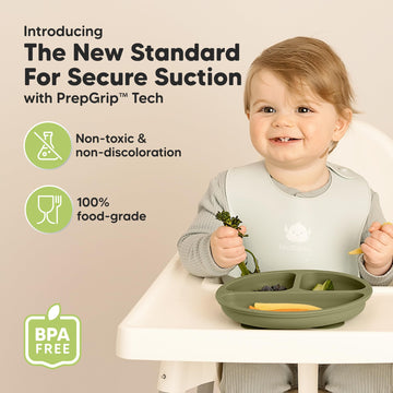 Keababies Suction Plates For Baby, Toddler - 3-Pack 100% Silicone Toddler Plates, Divided Baby Plates With Suction, Silicone Pla