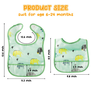 2Ooya 6Pcs Waterproof Toddler Bibs Baby Feeding Bib Set With Crumb Catcher Pocket Infant Adjustable Baby Teething Bib Babies Sle