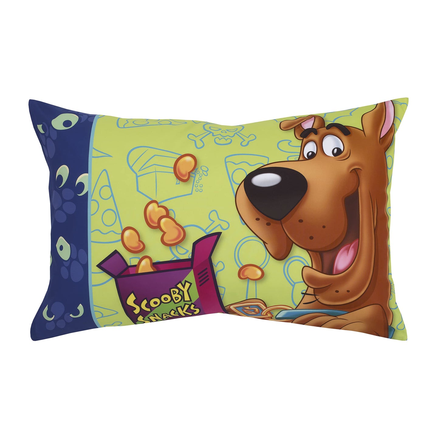 Everything Kids Scooby Doo - Scooby Dooby Doo Blue, Green, Brown & Orange 4Piece Toddler Bed Set - Comforter, Fitted Bottom Shee