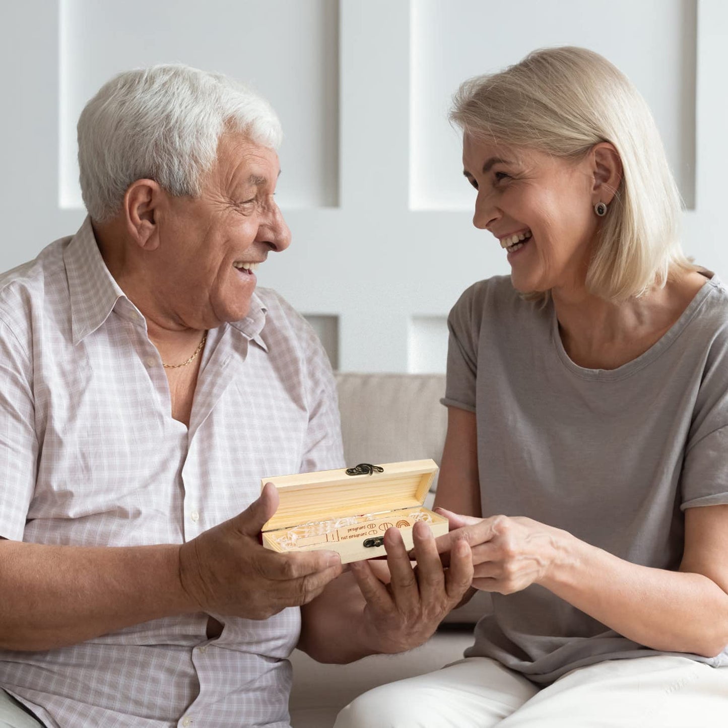Surprise Pregnancy Announcements For Dad Grandparents Aunt Uncle - Wooden Positive Pregnancy Test & Keepsake Box - Baby Announce