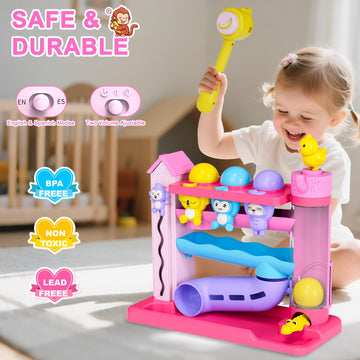 VOILBTOY Musical Toy for 1-2 Year Old Girls,Educational Baby Toys 12-18 Months,Ball Drop Toy with English & Spanish,Fine Motor T