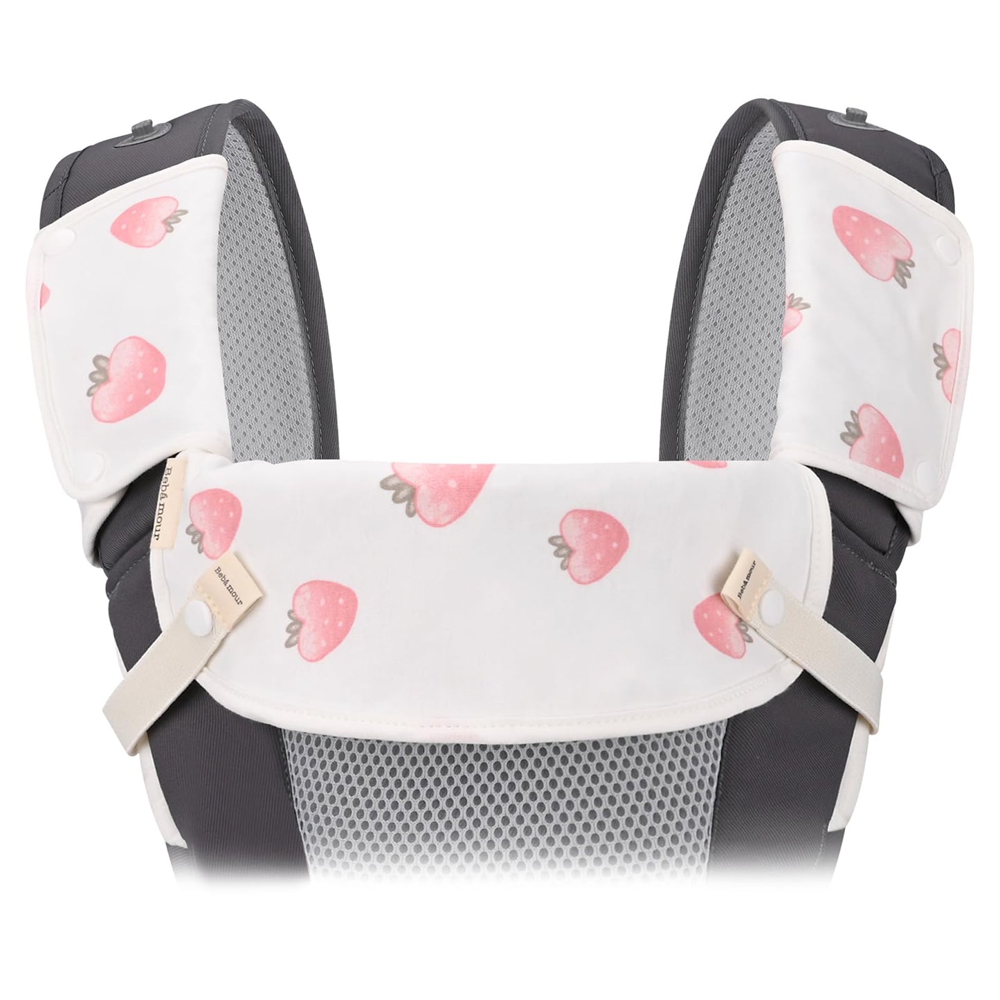 Bebamour Drool And Teething Reversible Cotton Pad For All Carry Positions Baby Carrier White Drool Bib For Boys & Girls(Strawber