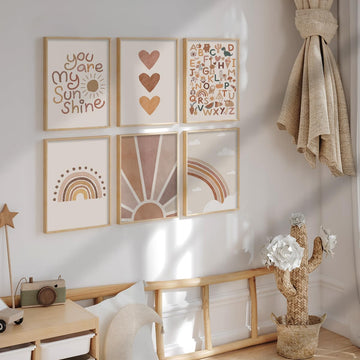 Canssape Baby Boho Nursery Wall Decor 12 'X16 ' Kids Room Poster Prints Alphabet Rainbow Wall Art Prints Safe Non-Toxic Green