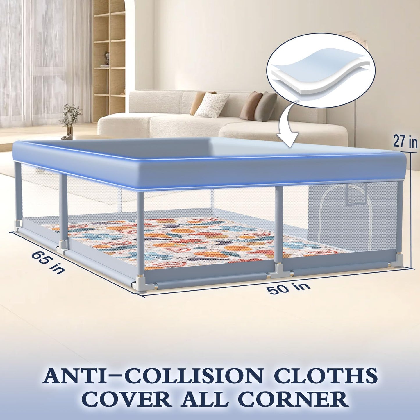 Xvishx 65 X 50 Inch Baby Playpen With Mat, Playpen For Babies And Toddlers, Baby Play Pen Playard For Indoor & Outdoor Active Ce