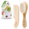 Haakaa Baby Hair Brush And Comb Set For Newborns & Toddlers - Natural Soft Goat Bristles And Wooden Handle, Gently Grooms Baby'S