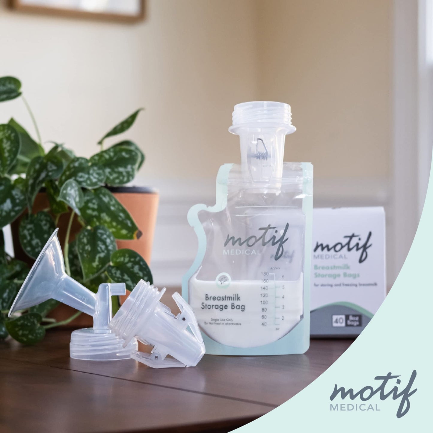 Motif Medical, Pump-To-Bag Adapters, Compatible With All Motif Breast Pumps Clear