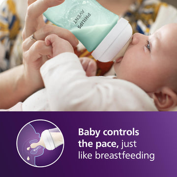 Philips Avent Natural Baby Bottles With Natural Response Nipples (Medium Flow, Flow 3), 9Oz, Teal, 4-Pack, Scy903/44