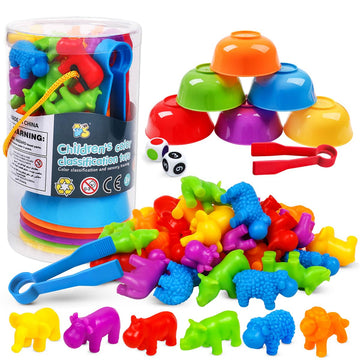 Skrtuan Counting Animal Montessori Toys for 3 4 5 Years Old Boys Girls, Matching Games Sensory Toys Fine Motor Skills Easter Bas