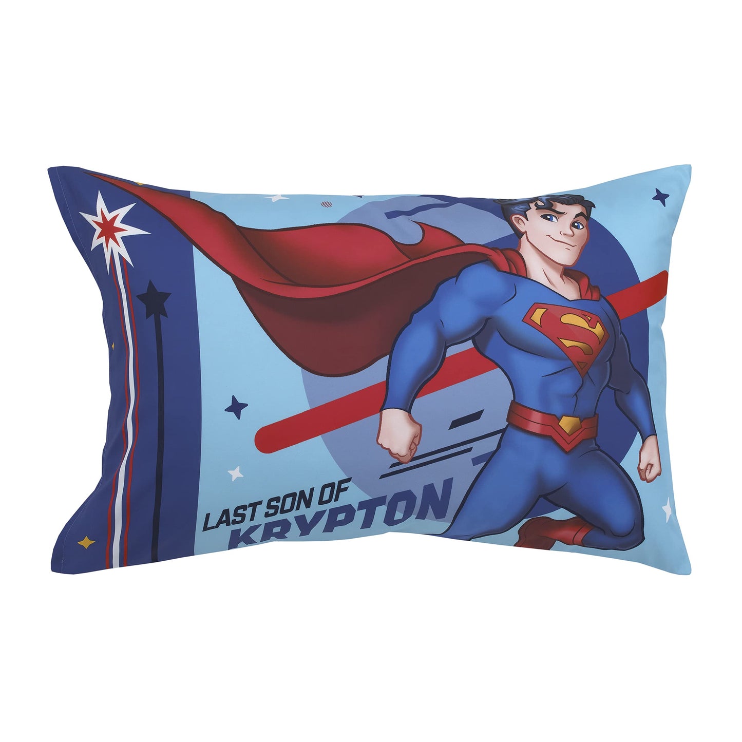 Everything Kids Superman Super Hero In Training Blue & Red Icon 4Piece Toddler Bed Set - Comforter, Fitted Bottom Sheet, Flat To